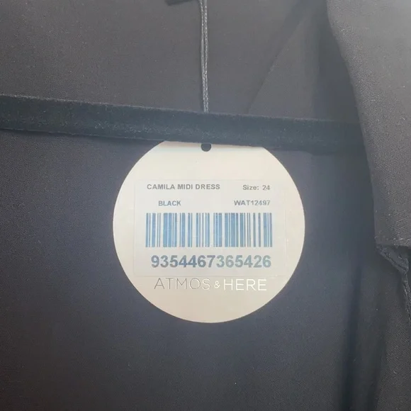 SALE ✨ Atmos&Here Iconic Brand Black midi wrap around button dress size 24 NWT - Picture 7 of 9